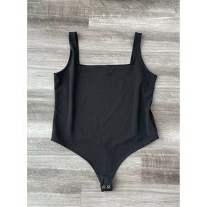 Express Black Square Neck Bodysuit Blouse XL Sleeveless Stretch E2